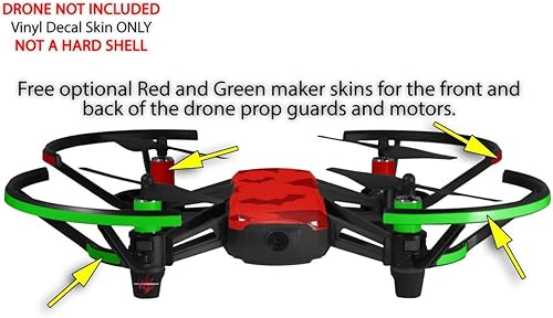 Miniatura 3 de Skin Wrap 2 Pack para DJI Ryze Tello Drone Deathrock murciélagos rojo Drone No Incluidas