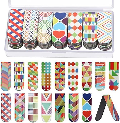 LOPARIN 60 pcs Magnetic Bookmarks for Kids,Rainbow Magnet Page Markers Colorful Book Markers Set Assorted Cute Cartoon Page Clips for Kids Students Adults Men Women Stationery Book Reading