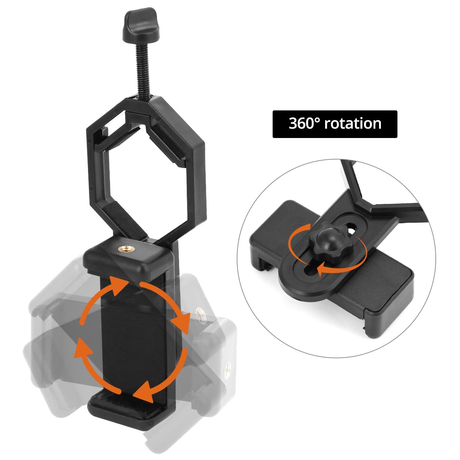 QWORK® Universale Adattatore Supporto Smartphone 360° per Binocoli e Telescopi