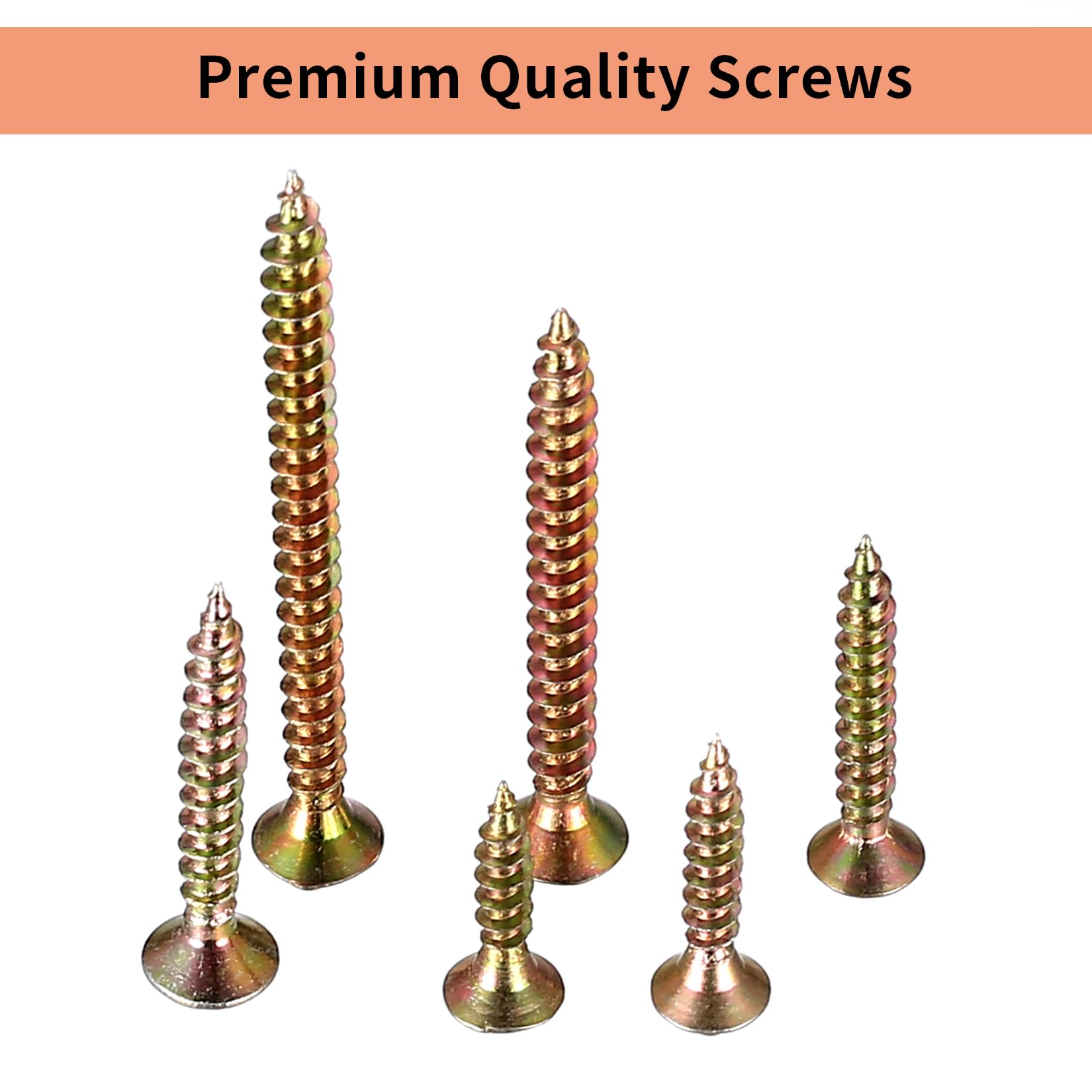 260 Pcs M3.5 M4 Self Tapping Screws for Wood Screws Assortment, Assorted Decking Screws, Flat Head Countersunk Phillips Screws, Chipboard Screws Concrete Drywall Screws for DIY Furniture Repairs - Image 4