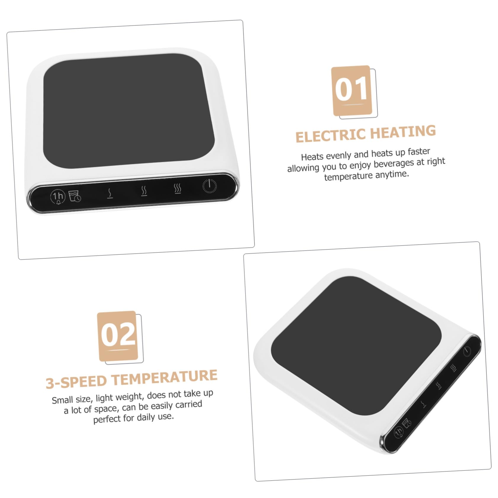 Calentador de Tazas de Escritorio USB 3 Niveles Abs Vidrio