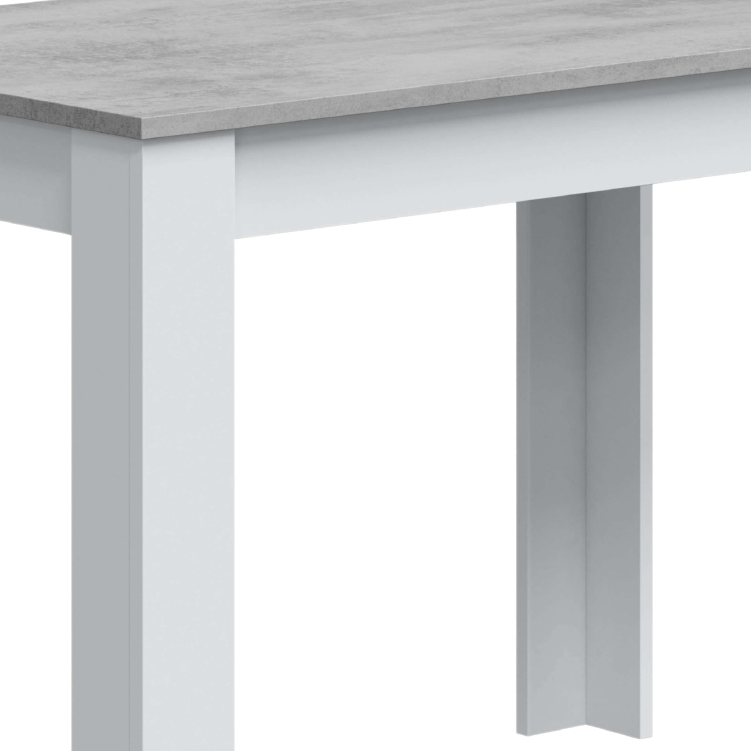 Habitdesign – Mesa Auxiliar Fija, Mesa para Comedor o Cocina, hasta 4 Comensales, Color Blanco Artik y Gris Cemento, 108,5x67x78 cm - Modelo Cloe