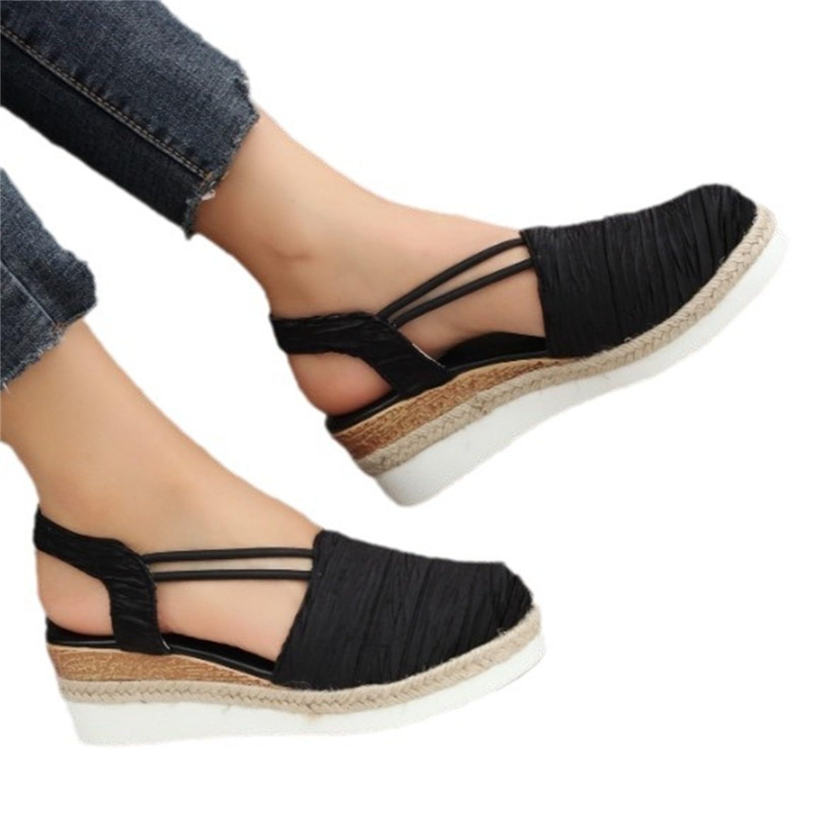 Cocila Espadrillas Donna Con Lacci Zeppa E Plateau Ortopedici Da Estate 2025 Sandali Punta Cinturino Alla Caviglia Casual Cinturini Spiaggia Comodi Espadrilles Scarpe Ortopediche Slip On Pianta