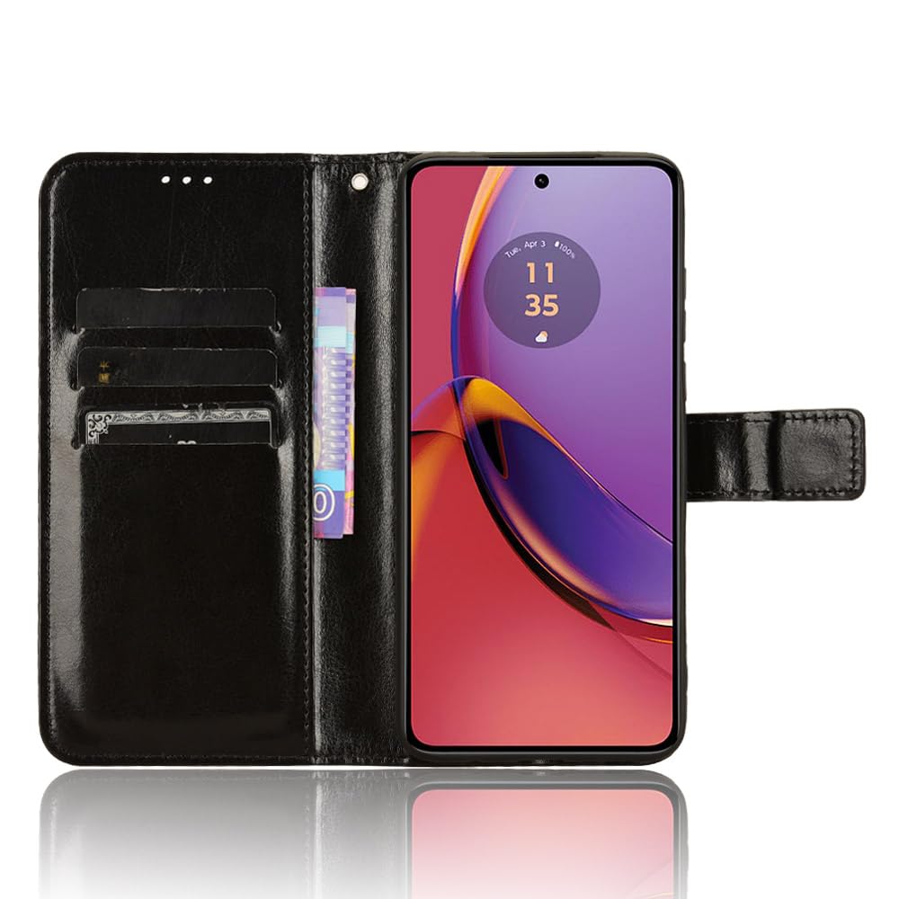 HAOYE Cover per Motorla Moto G84 5G con Girevole Anello, Custodia con Copertura della Fotocamera Scorrevole, Silicone TPU e PC Protettiva Bumper. Nero