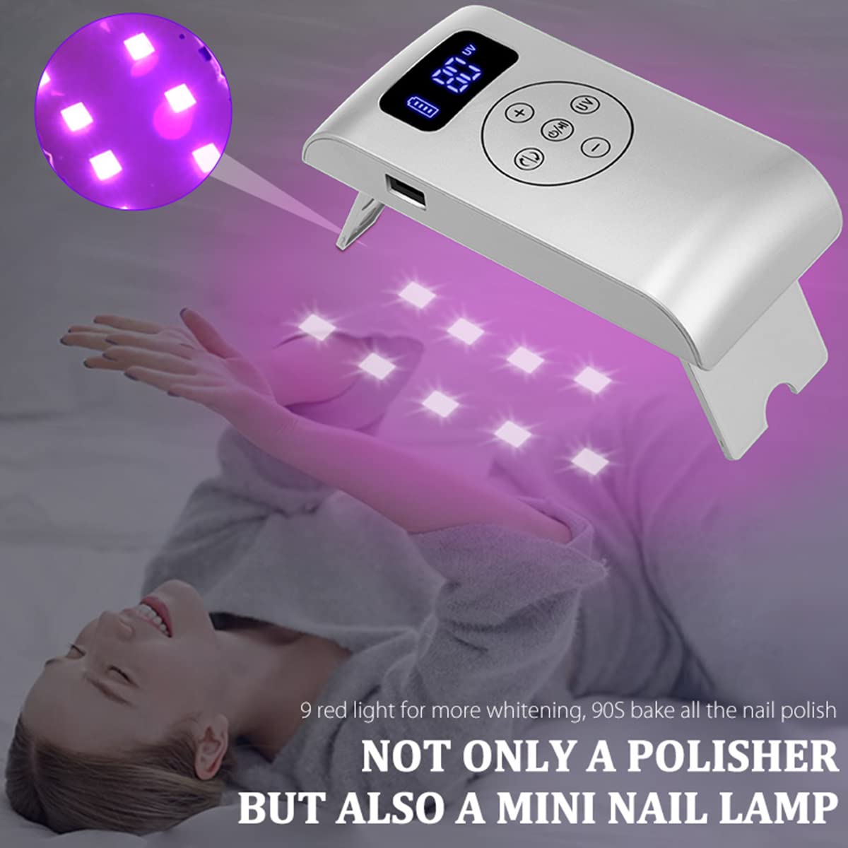 Taladro de uñas eléctrico portátil 3 en 1, compacto de 35000 rpm, kit de lima de uñas profesional eléctrico, secador de uñas, lámpara UV, manicura para acrílico, uñas de gel, manicura y pedicura,