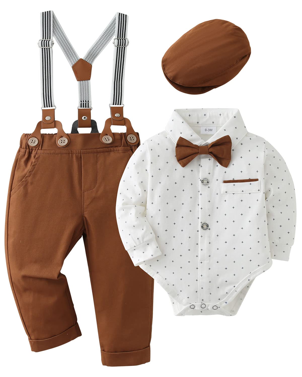 Completo Bambino Per Battesimo | Set Gentiluomo Con Camicia, Farfallino E Pantaloni | Bretelle Regolabili - Foto 5