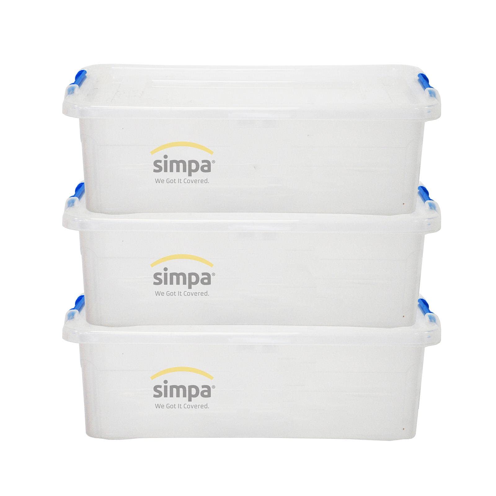 simpa - 32L Storage Box - Clear Plastic - Set of 3