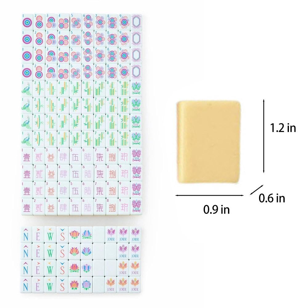 Set di piastrelle Mahjong americano, 160 pezzi in acrilico a 4 strati incisi Mahjong piastrelle 3,2 cm dimensioni standard set completo con accessori, set di gioco Mahjong per principianti gioco in