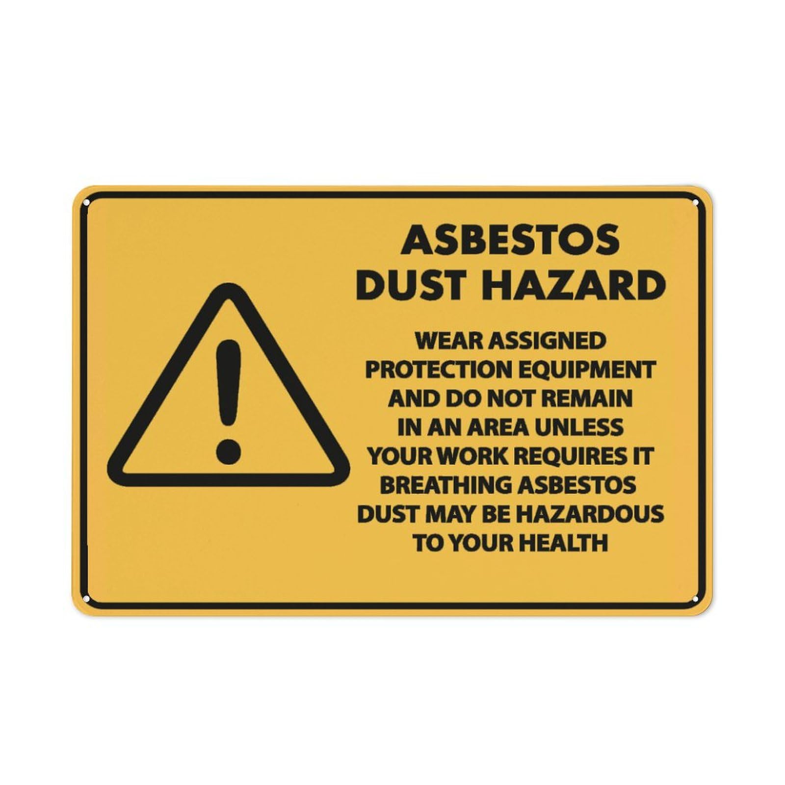 Caution Asbestos Dust Hazard Sign Warning Tin Sign Home Kitchen Farm Garden Garage Wall Decor 12X8Inch