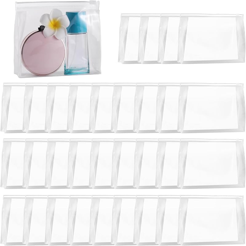 GAWBYET 50 Necessaires Transparentes de PVC com Zíper, 15,0 cm x 13,0 cm x 3,6 cm