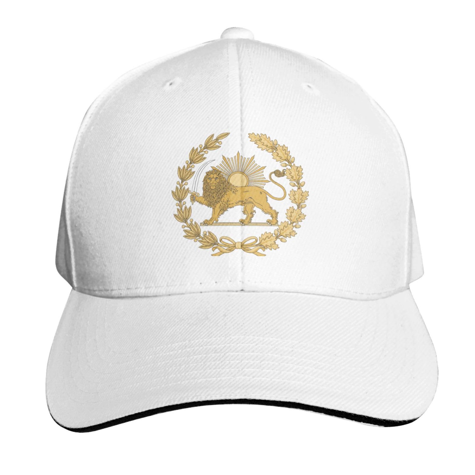 Gqwjksz Unisex White Persian Flag Iranian Lion Sun And Crown Iran Persia Hat Baseball Caps Adjustable Dad Hat Summer Sun Hats For Men