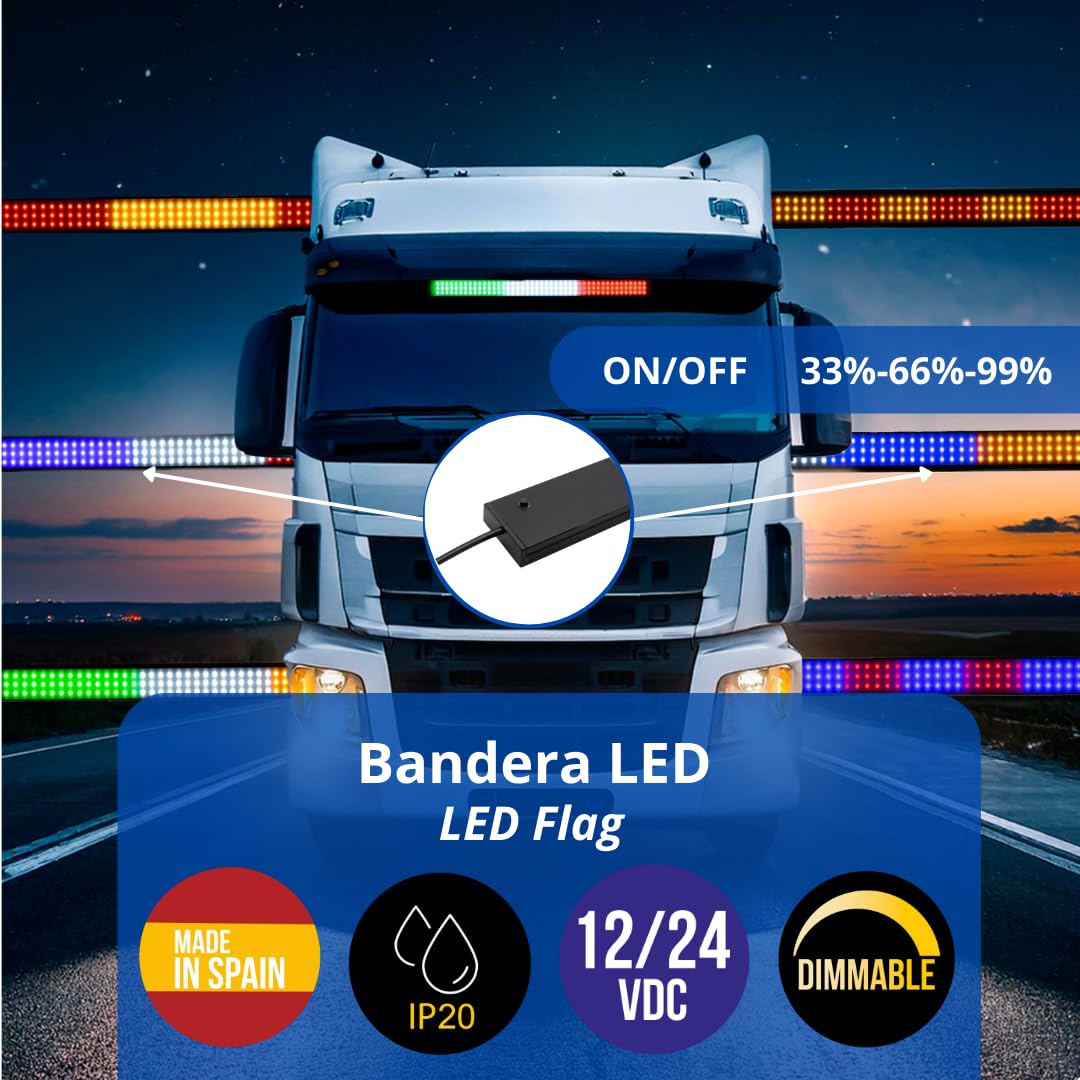 Banderas LED ESPAÑA 12-24V, 144 LED- Bandera Luminosa, Bandera CAMION