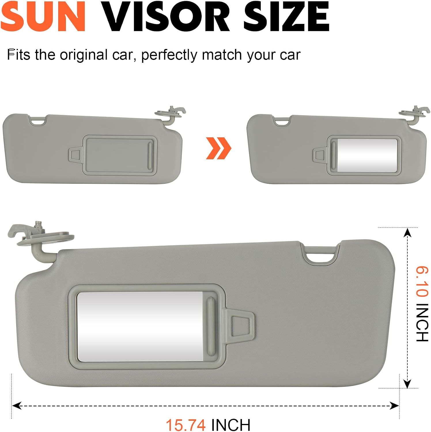 Gray Left Driver Side Sun Visor Replacement Compatible with Hyundai Elantra 2017 2018 2019 Replace 85210F2100TTX