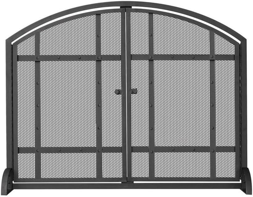 Fireplace Screen Retro Wrought Iron Fireplace Screen Fireproof and Anti Scald Net Home Partition Decoration Double Door