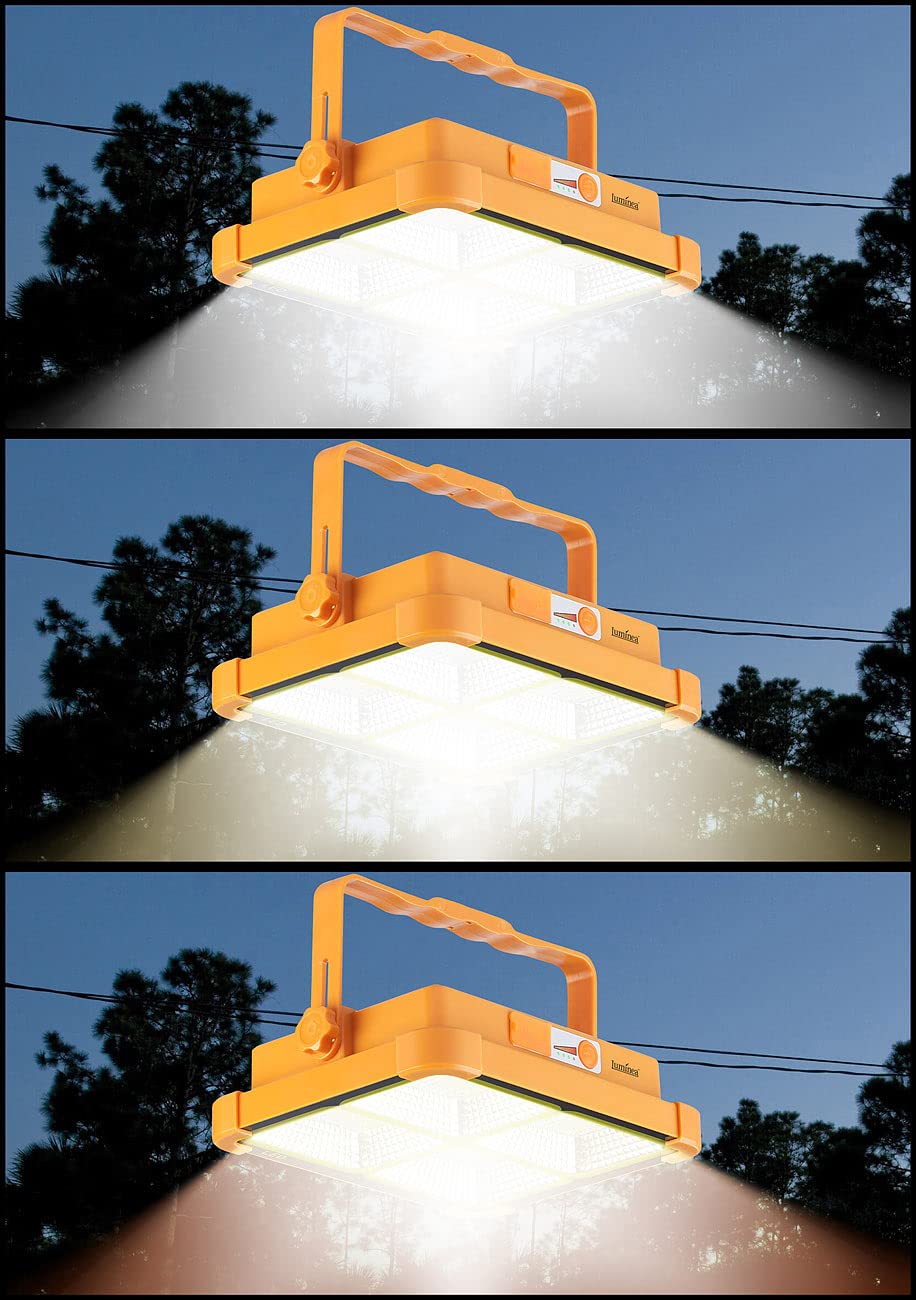 Luminea Baustrahler: 2er-Set High-Power-LED-Strahler, Akku, Solar, 2400 lm, dimmbar, CCT (Akku Baustrahler, Scheinwerfer, Panel)
