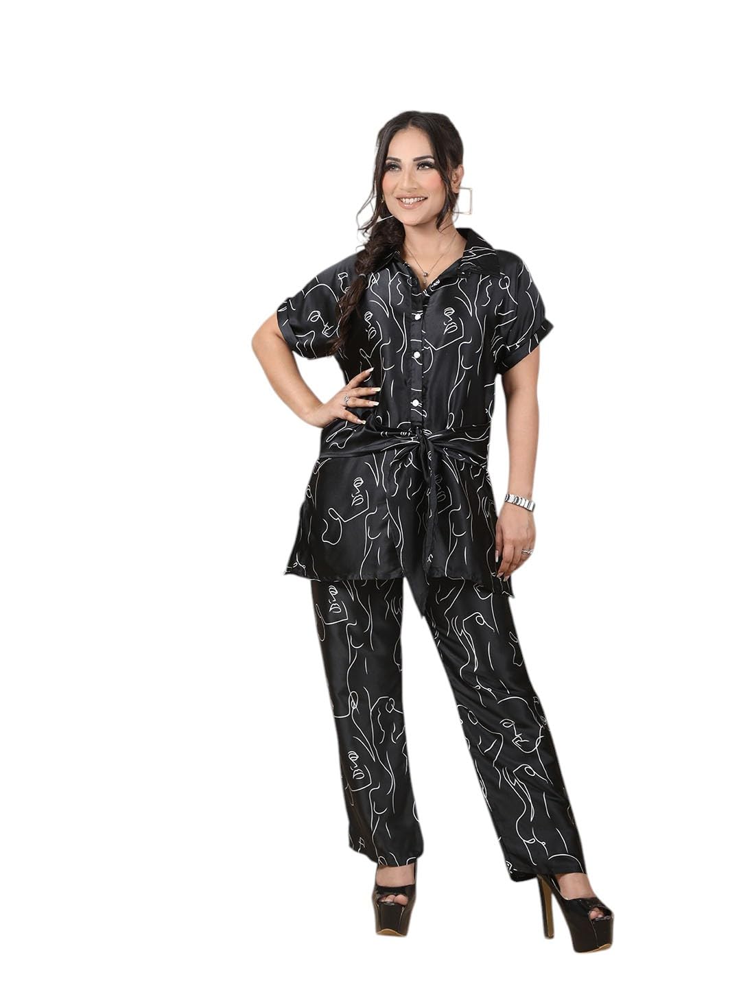 ridaa Satin Co-ord Set for Women |Casual Co-Ord Set for Women-picture-46