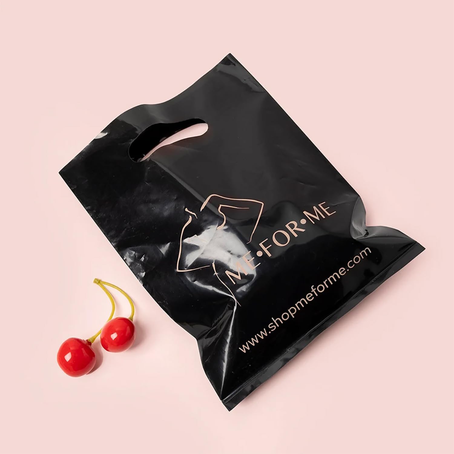 Custom Printed Plastic Shopping Bags, Personalized Plastic Bags with Full Color Logo, Black Merchandise Bag with Handle for Boutique, Business, Clothing, Gift (100) - Image 6