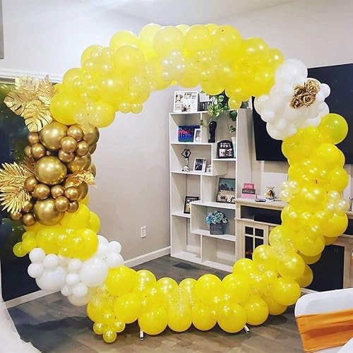 Miniatura 4 de Kit de arco de globos de látex amarillo y blanco, 102 unidades de 18, 12, 10, 5 pulgadas, guirnalda de arco de globos para cumpleaños, baby shower,