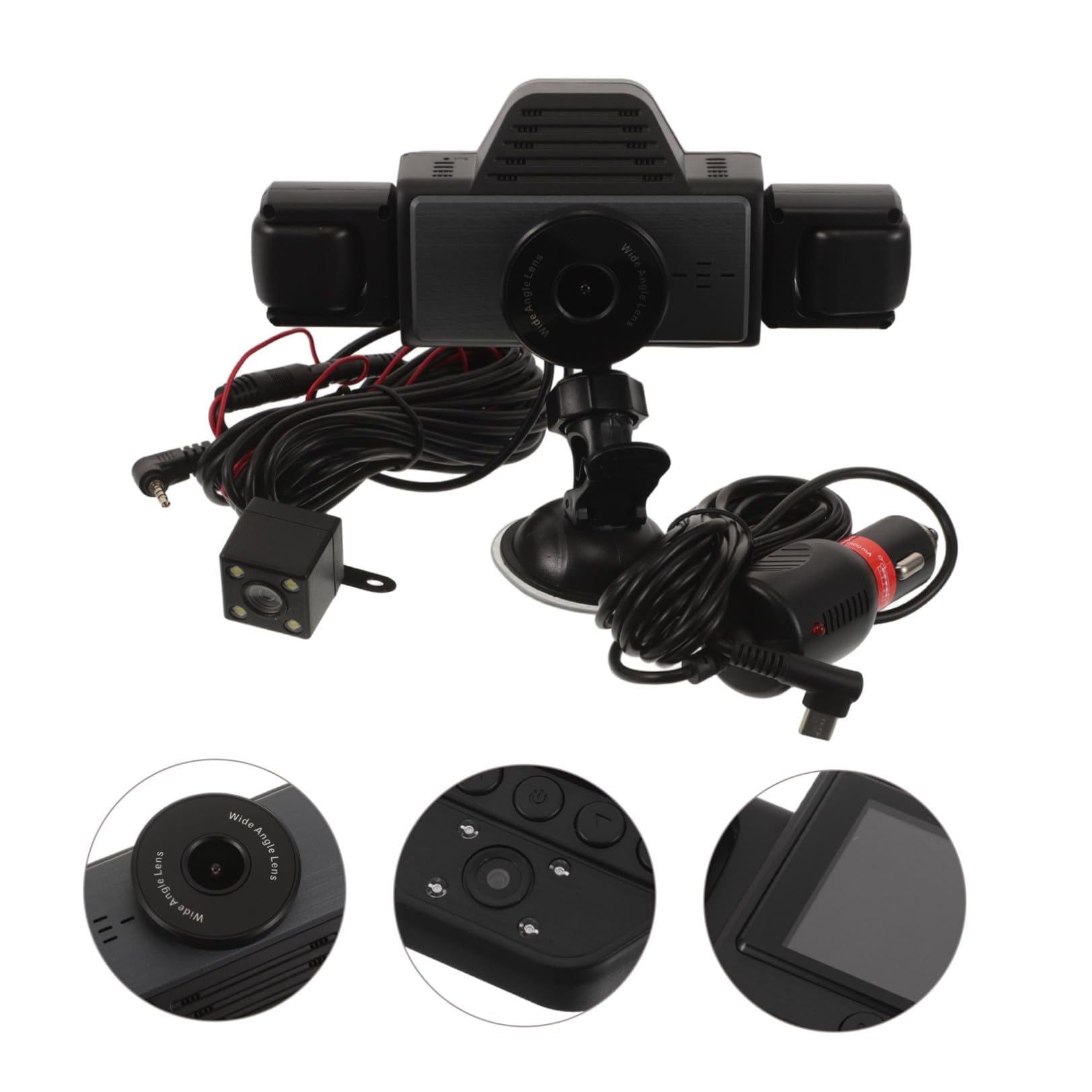 Telecamera per Auto a Cinque Vie con Visione Notturna Infrarossi | Registrazione Continua Automatica, Obiettivo Grandangolare, Struttura Abs Nera, per Viaggi su Strada in Auto