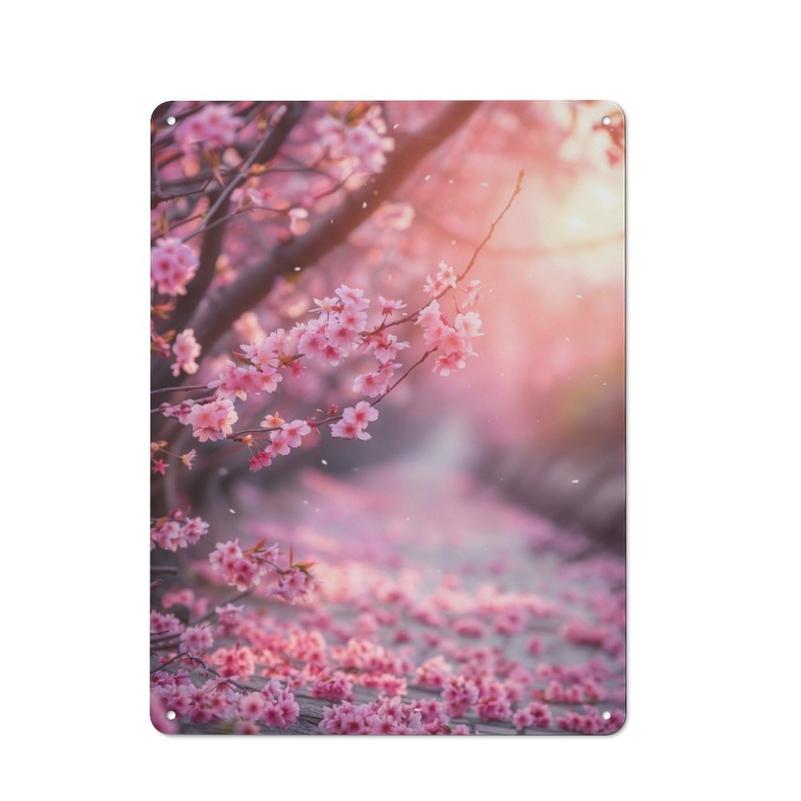 Junmoney Sakura Blossom Road Rustic Metal Wall Sign 40X30cm For Home Office Or Studio, For Garage, Workshop And Man Cave Decoration