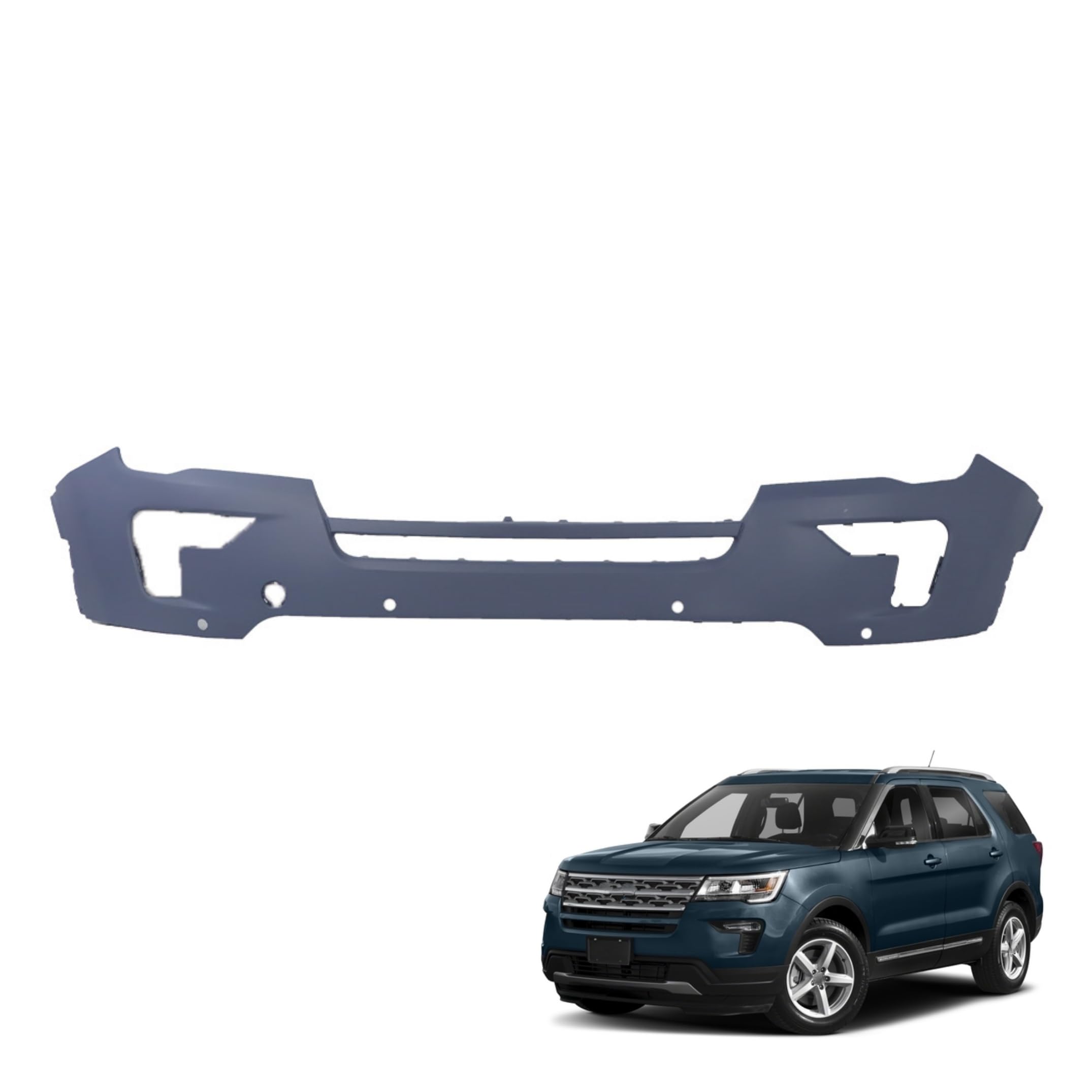 atvwrlod Primed Front Bumper Cover W/ 4 Sensors Holes Replacement for Explorer 2018 2019