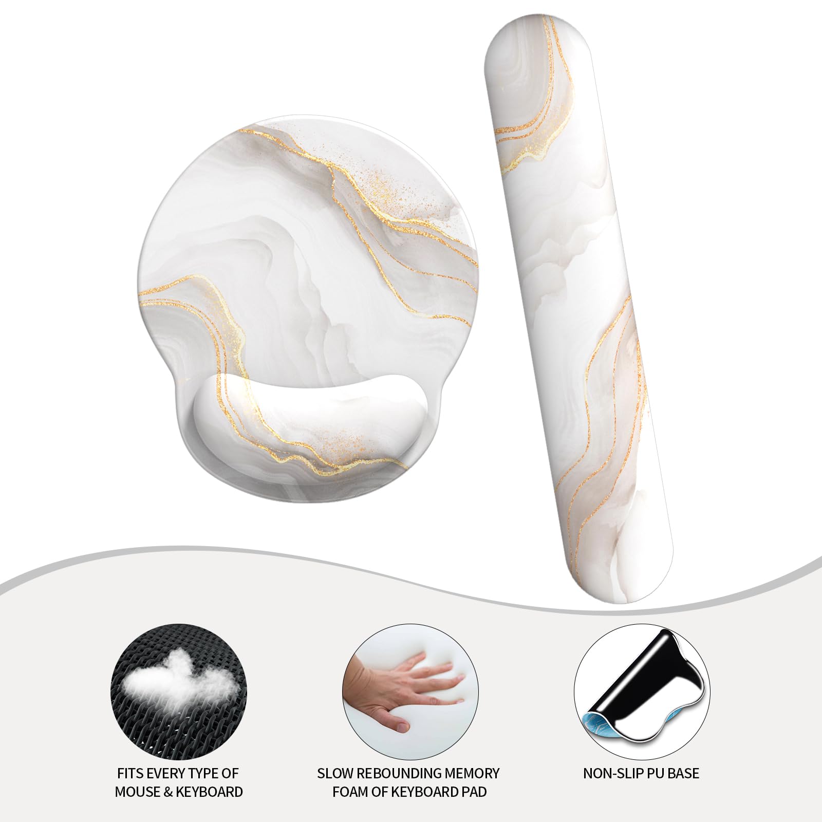 eulps Tappetino per mouse con supporto per il polso, ergonomico in memory foam e poggiapolsi in