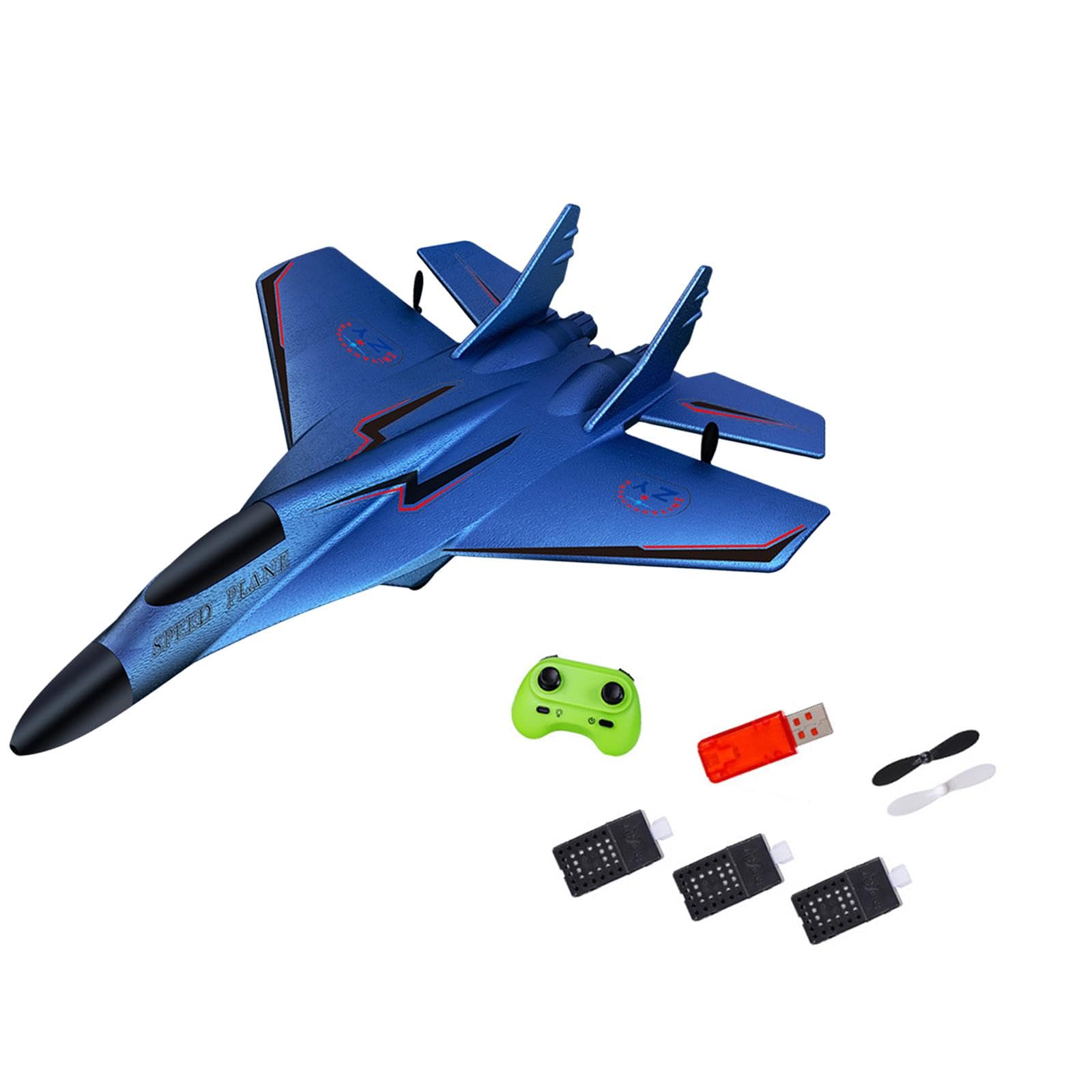 Baoblaze Avion Planeur Télécommandé Jouet Volant avec LED Planeur Modèle Multifonction Plane Glider à Double Moteur Matériau Solide Stabilité Automatique A, Bleu