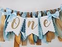 High Chair Banner for Girl 1st Birthday – White "ONE" Banner for Baby Girl First Birthday Decorations, Toddler 1 Year Party Decor, Cake Smash Photo Prop, 3 Pennants 5.13X3.8 Inch By Haoser gallery image