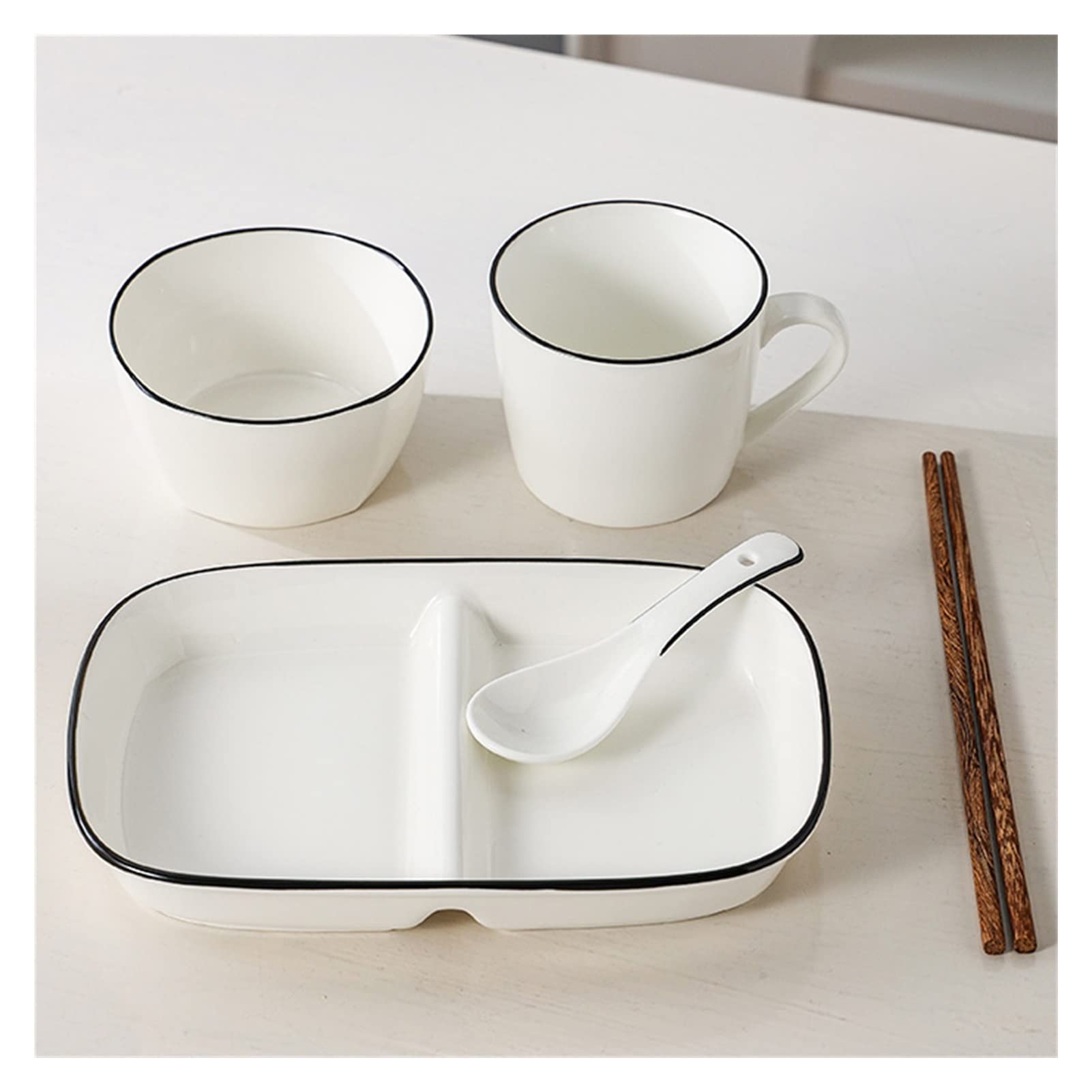 Assiette plate divisée, assiette de contrôle des portions à 2 compartiments 211 Vaisselle spéciale for les repas diététiques de remise en forme Passe au micro-ondes et au lave-vaisselle ( Color : A ,