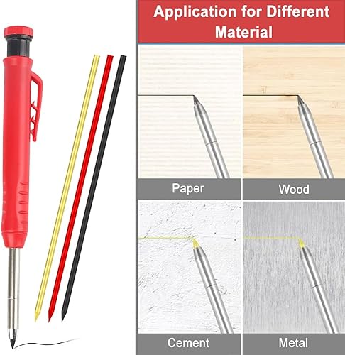 Miniatura 5 de HMIEPRS 4 lápices mecánicos de carpintero con 40 recambios de 0.19 pulgadas de repuesto, lápices mecánicos de punta larga con agujero profundo,