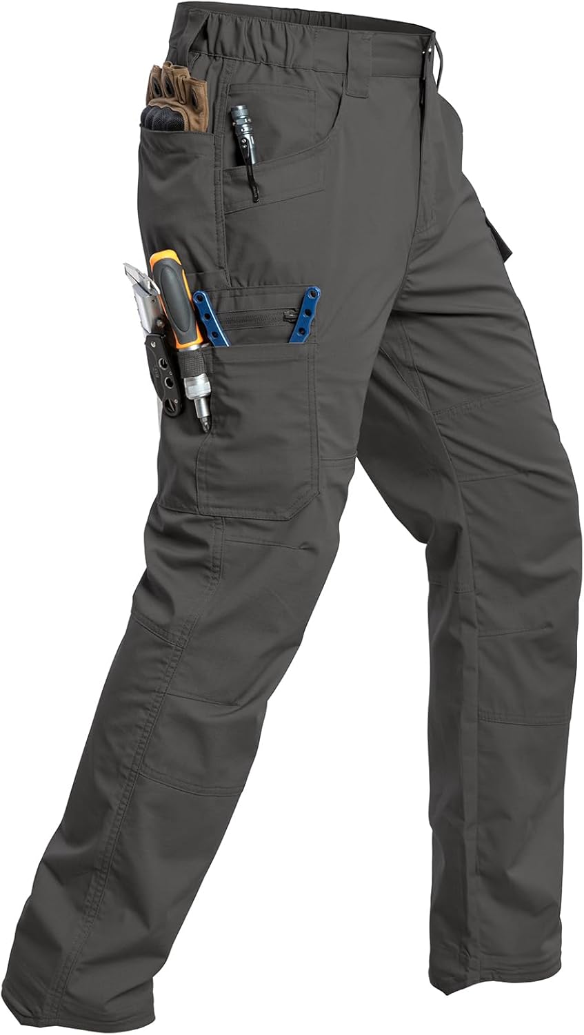 CARWORNIC Men's Stretch Ripstop Work Pants Water Resistant Flex Cargo Pants Lightweight EDC Operator Tactical Utility Pants