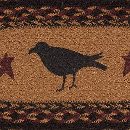 VHC-Brands-Heritage-Farms-Primitive-Crow-Table-Runner-Stenciled-Textured-Jute-Nature-Print-Oval-13×48 VHC Brands Heritage Farms Primitive Crow Table Runner Stenciled Textured Jute Nature Print Oval 13×48