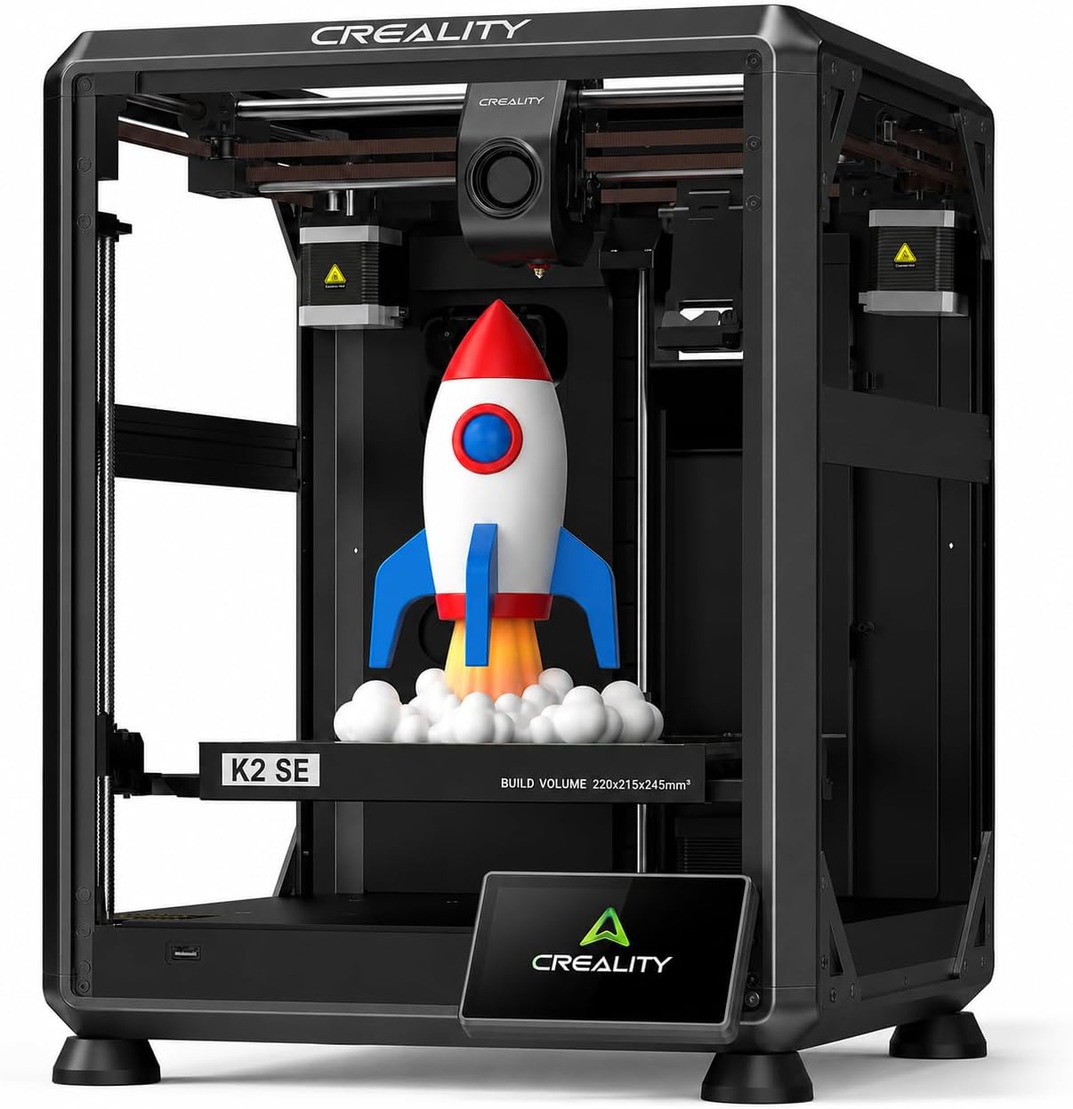 Creality K2 SE 3D Printer, Support Multicolor Printing Needs CFS, 500mm/s High-Speed Printing, Auto Leveling, Vibration Control, Compact Desktop Upgrate 3D Printer, Print Size 220x215x245mm