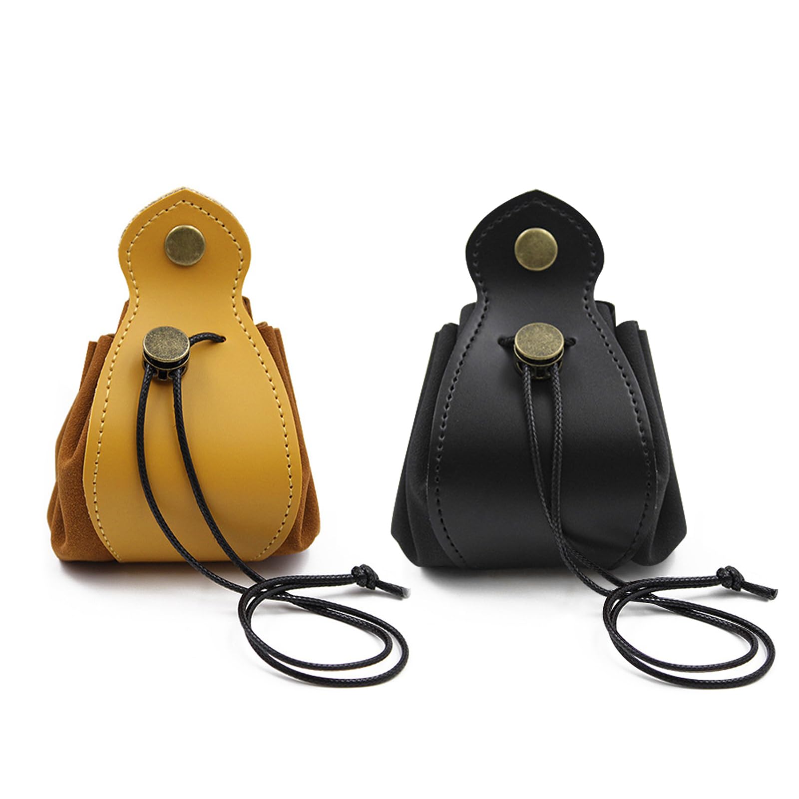 Chihutown 2pcs Dice Bag Yellow Black, DND Dice Bag, Dice Storage, Leather Dice Bag, Dice Tray, Drawstring Bags, Leather Drawstring Pocket, Mini Dice Bags, Jewelry Packing Bags (Yellow&Black)