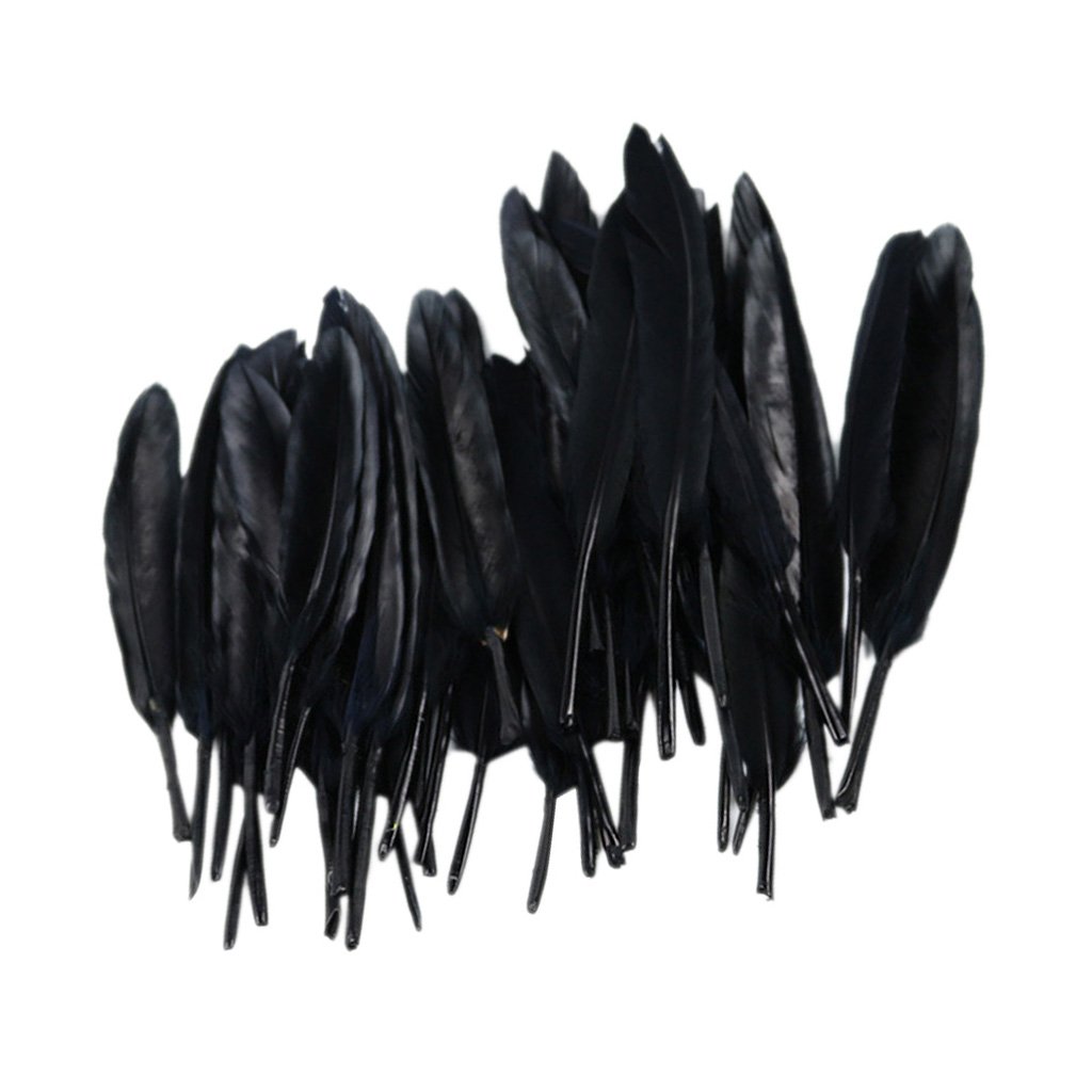 Generic Pack of 50 Dyed Goose Feather Jewelry Decor Headgear DIY Crafts 4-6inch - Black-image-48