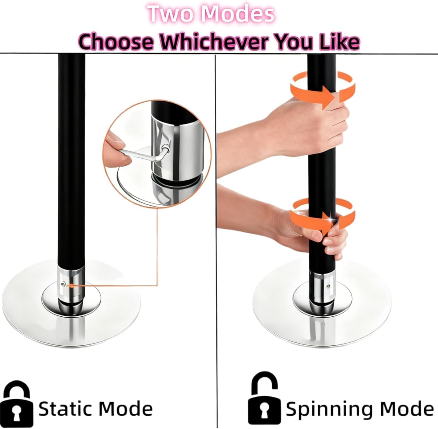 360° Spin Silicone Dance Pole, Portable Silicone Dance Pole Kit, Spinning Static Dancing Pole Kit, Adjustable Height and Removable 7.2-9 FT,for Apartment, Gym, Club,Yoga Studio