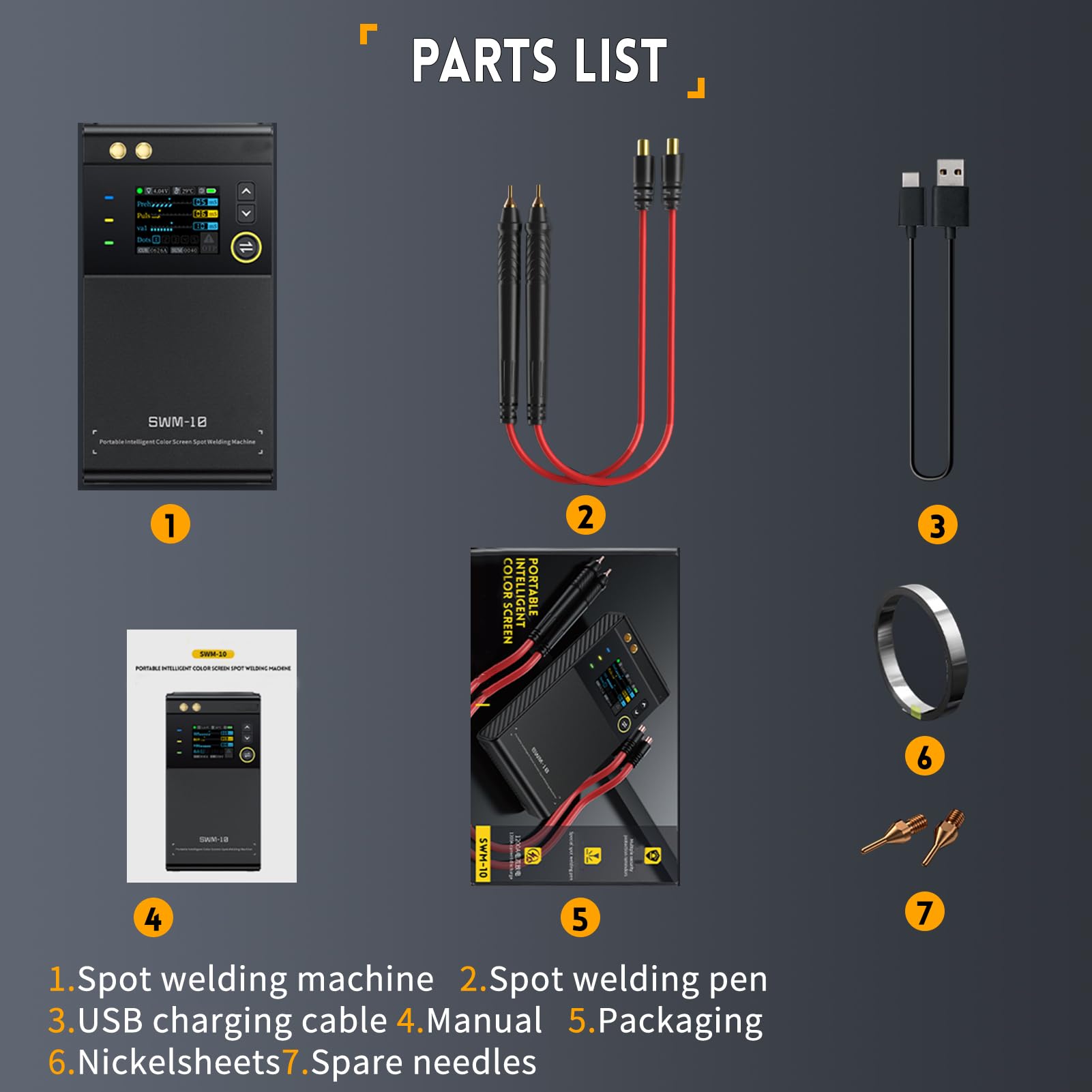 Soudeuse par Points Portable 0,1-0,25mm, SWM-10 Mini Spot Welder 0-1200A avec Écran LCD et Batterie 5000mAh, pour la Fabrication de Batteries DIY