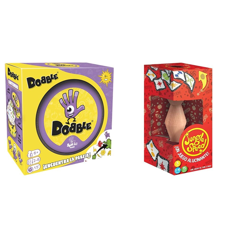 Zygomatic Lote Dobble Clasico | Juego de Cartas de Acción y Reflejos | 2 a 8 Jugadores + Jungle Speed | Juego de Mesa Divertido | 2 a 10 Jugadores | 15 Minutos por Partida | En Español y Portugués