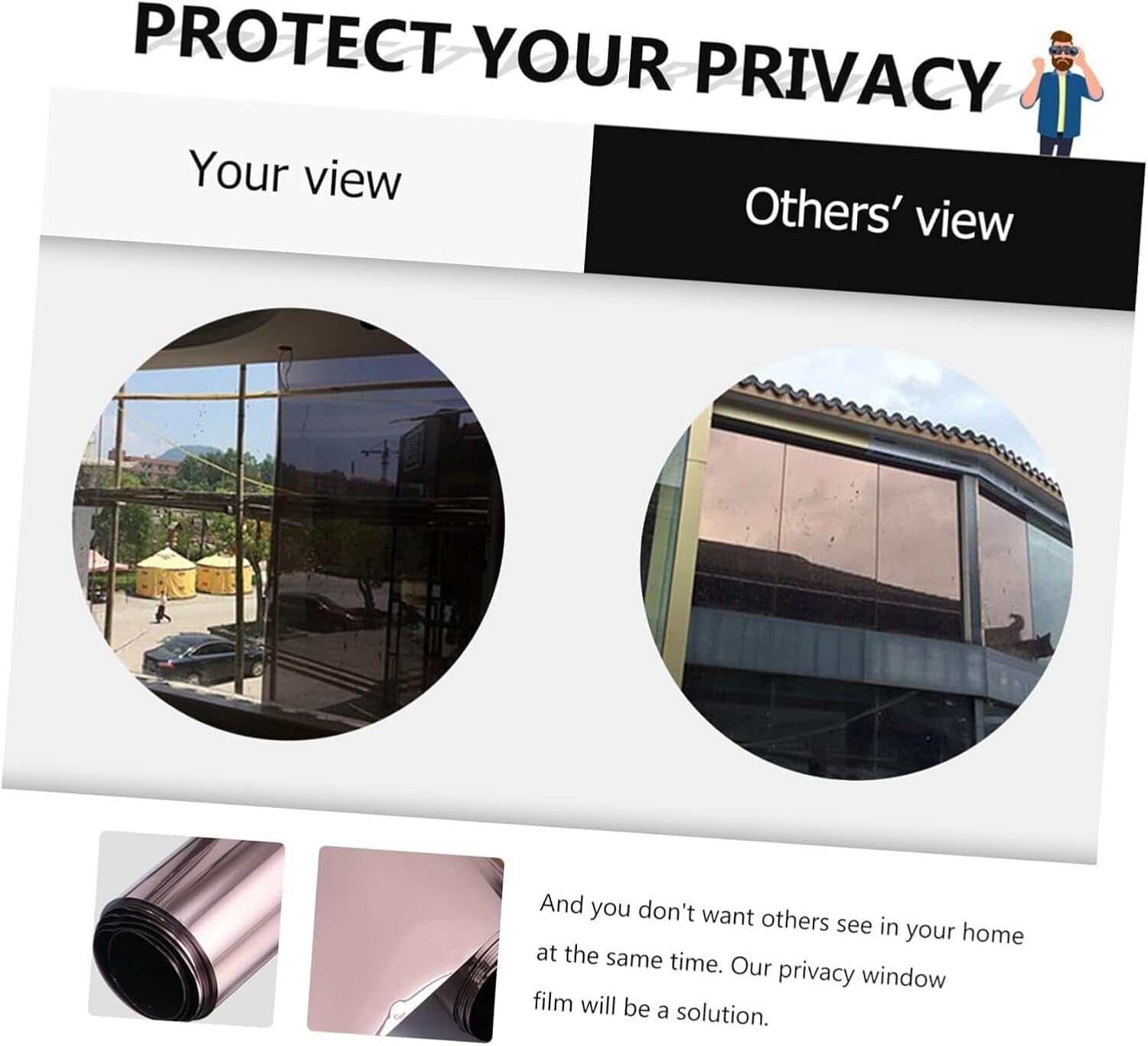 Window Film, Insulation Film Light Block Window Cling Privacy Window Film Blackout Window One Way Window Film for Home Privacy Window Sticker One- Way Decor Window Tint Film(30x100cm)