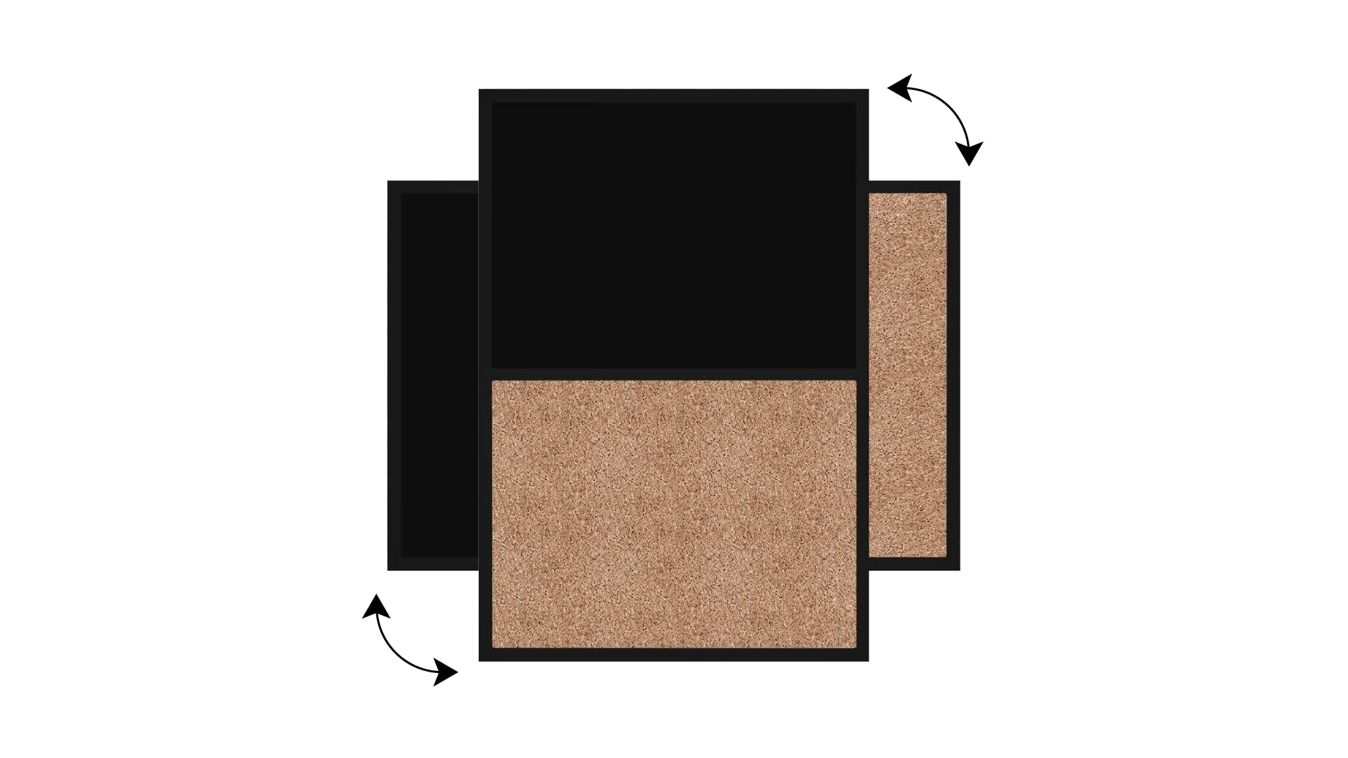 ALLboards Bacheca COMBI sughero/nero magnetica 90×60cm cornice in legno laccato nero