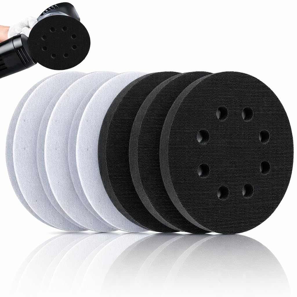 6PCS Sponge Interface Pad 125mm Soft Foam Sanding Pads for Orbital Sander, Hook and Loop Orbital Sander Pads for 125mm 8 Hole Sanding Discs, Cushion Backing Pad for Sanding, Polishing and Finishing