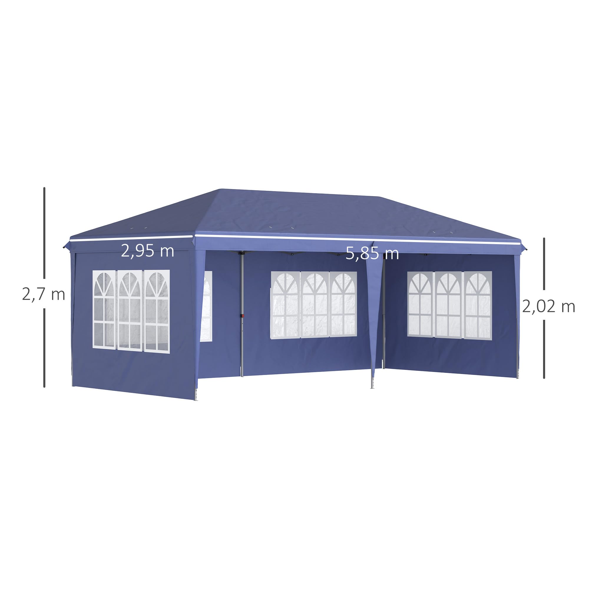 Outsunny Tonnelle de Jardin 3x6 m Pop-up Pliante Tente de Réception Pavillon Chapiteau Barnum Bleu