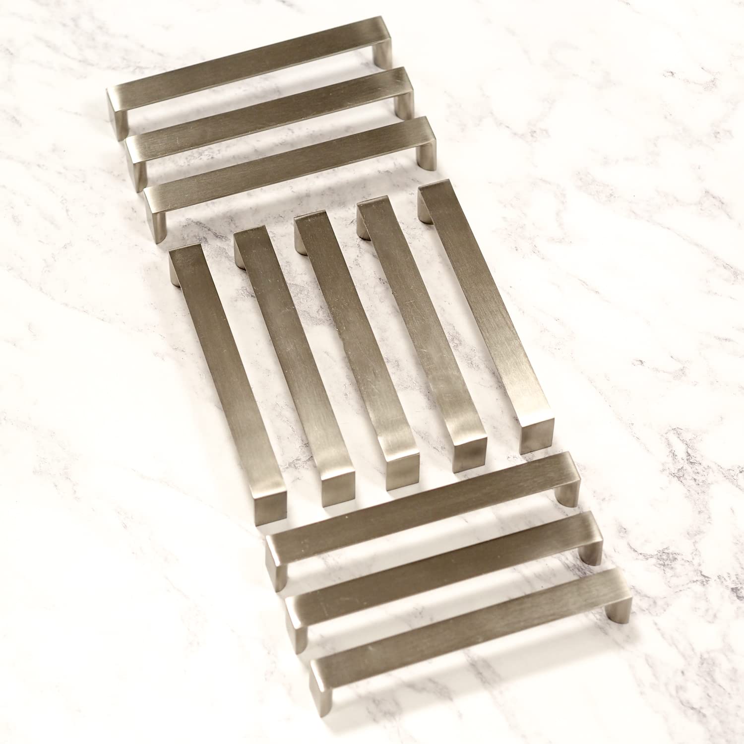 Caja de 20 x 160 mm Mango cuadrado en D de níquel cepillado para gabinetes de cocina | Dormitorio | Cuarto de baño | Muebles | Armarios
