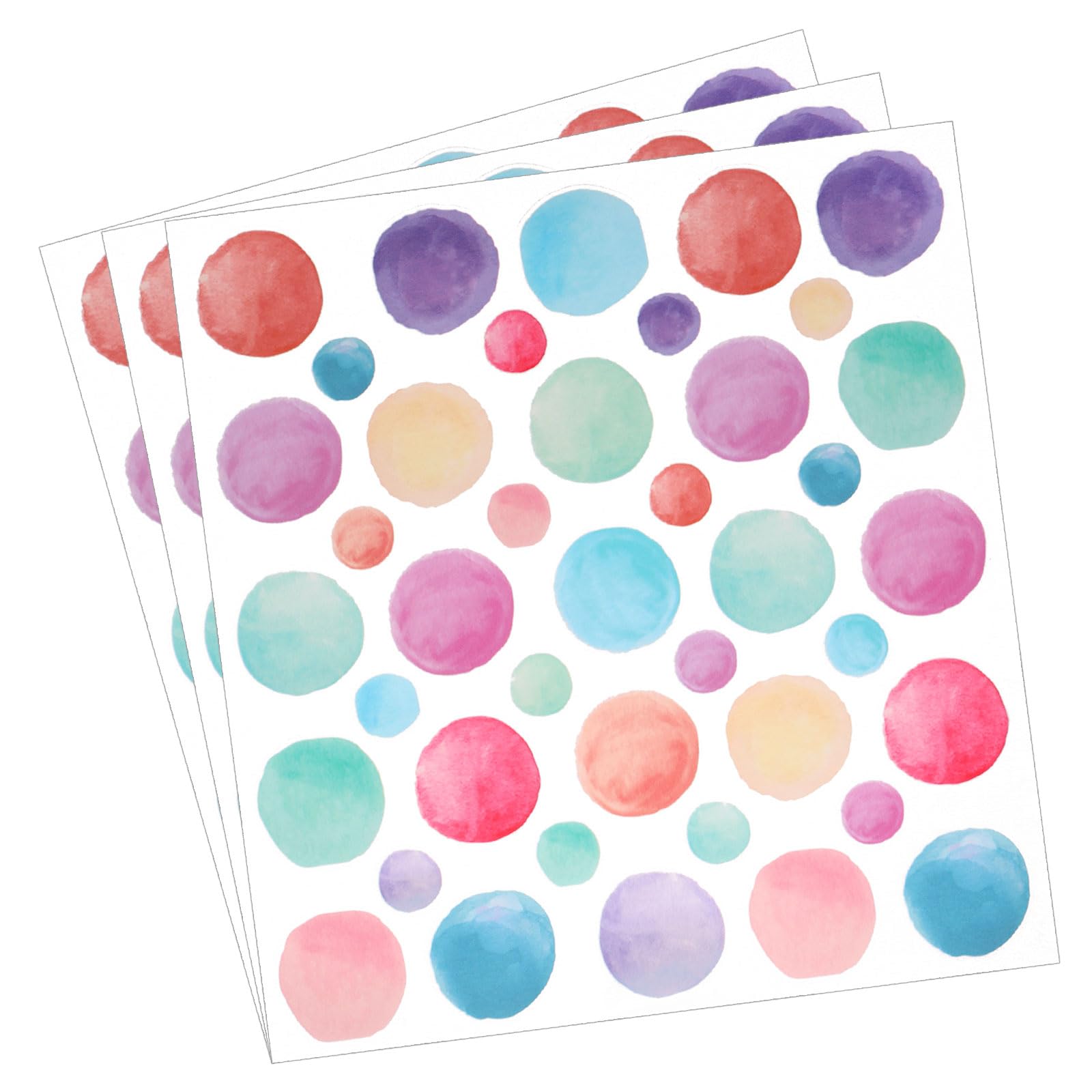 uxcell 123 Pcs (3 Sheet) Round Polka Dots Wall Sticker, PVC Peel and Stick Circle Wall Decal Sticker for Bedroom Classroom, Colorful