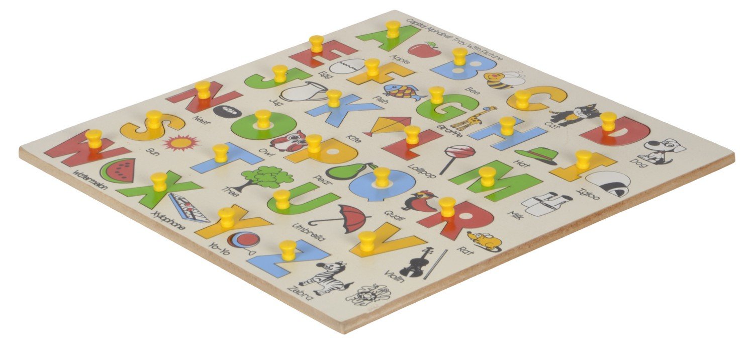 Skillofun Wooden Alphabet Tray with Pictures, Fun & Educational - Improves Motor Skills | Engaging Learning Tool | Eco-Friendly, Non-Toxic | Colorful Alphabet Pieces with Matching Pictures 4