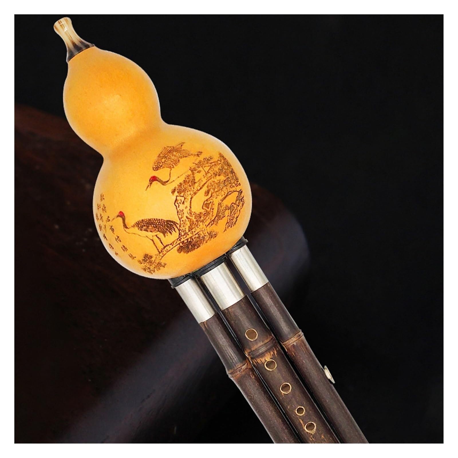 Instrumento chino de madera Hulusi flauta C llave desmontable estudiante principiante tocando flauta instrumento con estuche profesional Hulusi(D Key)