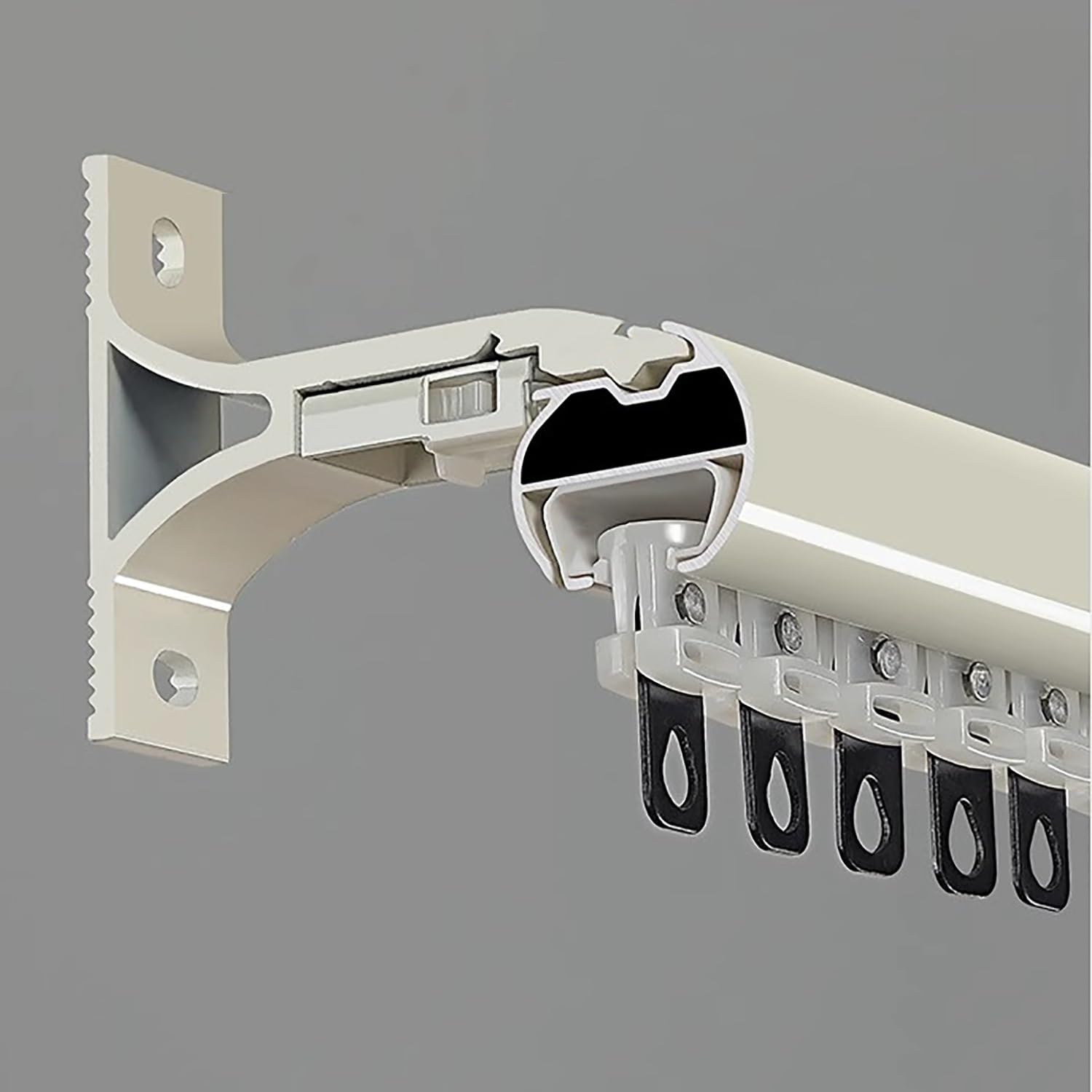 Römische Stange Verdickte Vorhangstange Aluminium Vorhangschiene gardinenschiene 1 läufig Wandvorhangschiene Inkl. Befestigungsmaterial for Fenster Balkon Büros(Black,300cm(9.8ft))
