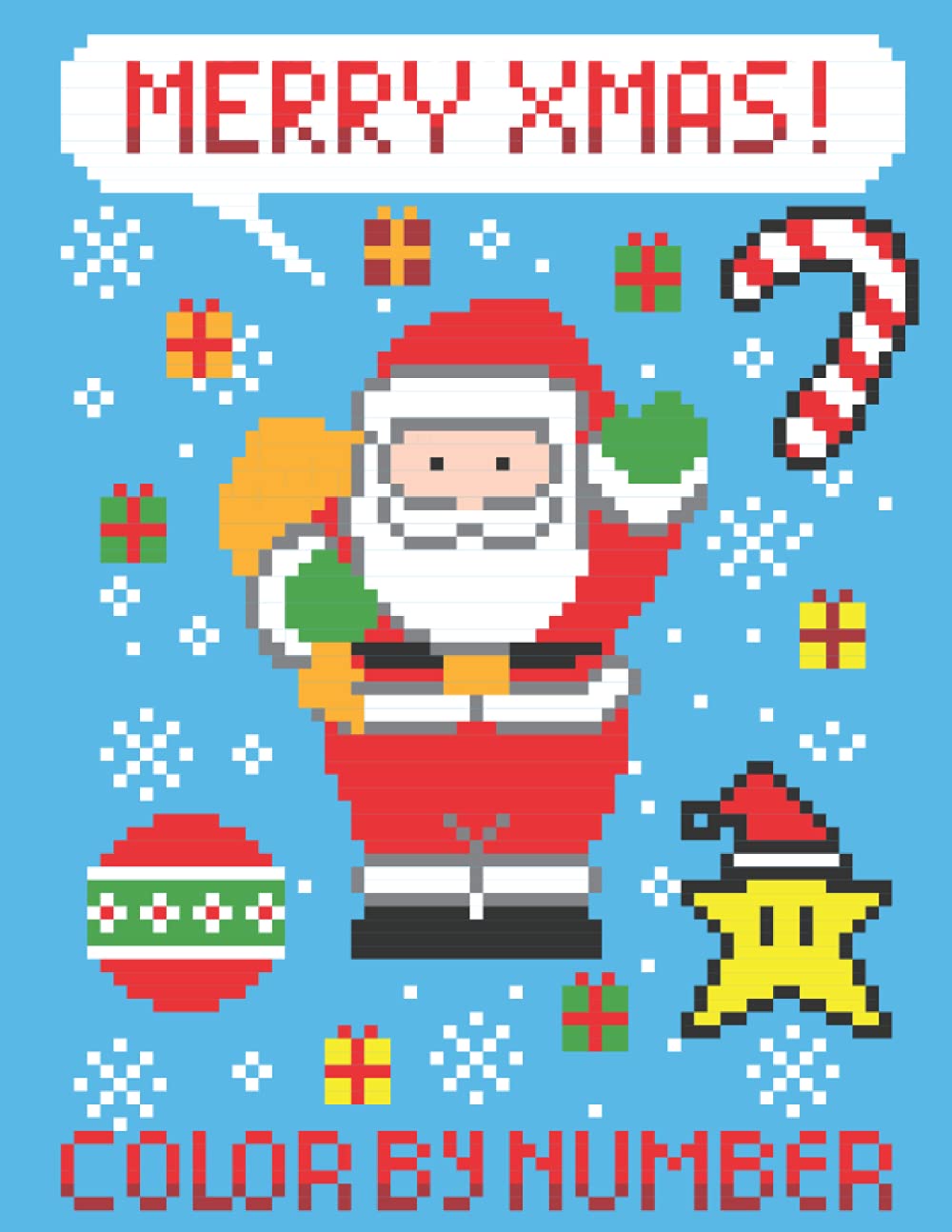Merry Xmas Color By Number: Coloring Book with 26 Unique mystery square colors color by number - Relaxing Christmas Winter Scenes (Mosaics color by numbers book)