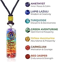 Vista 2 de Orgonite Crystal Handmade Seven Chakra Pendant with Adjustable Cord - Orgone Healing Stone Necklace for Spiritual Balance, Meditation, Yoga, Reiki