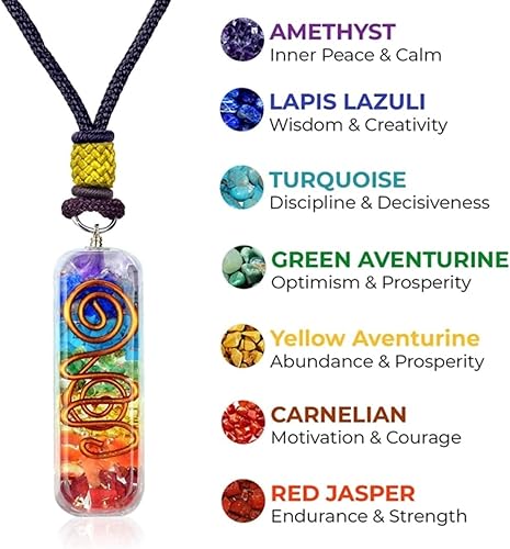 Miniatura 2 de Orgonite Crystal Handmade Seven Chakra Pendant with Adjustable Cord - Orgone Healing Stone Necklace for Spiritual Balance, Meditation, Yoga, Reiki,